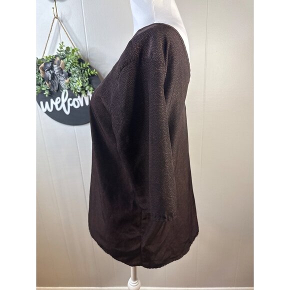 Zara Basic Womens XL Polka Dot Black & Red 3/4 Sleeve Blouse - Picture 3 of 7